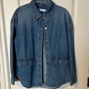 Meri Skye Denim Shacket, 0X